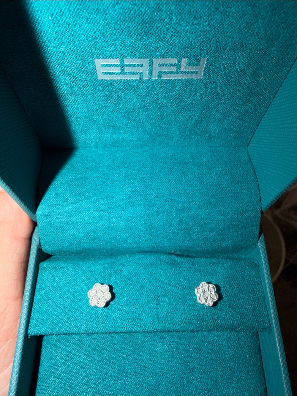 Effy Teal Box with Diamond Flower Stud Earrings